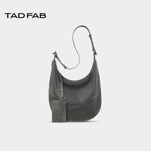TADFAB头层牛皮单肩斜跨月牙包