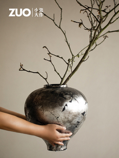 高端拉丝银禅插花，水培花瓶，干花插花，客厅插花，陶瓷陶罐