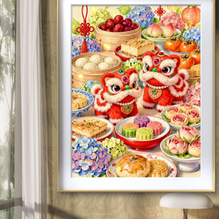 醒狮纳吉03大格75 精准印花 62十字绣 小格48 新疆长绒棉