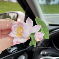 好运连连莲花荷花车载香薰汽车出风口香水香氛车内饰品扩香石摆件