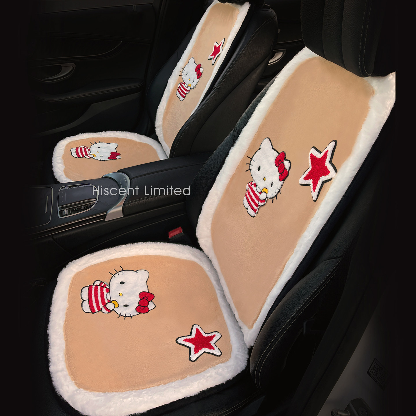 2025新款可爱KT猫汽车坐垫冬季毛绒加厚座垫单垫保暖后排座椅套女