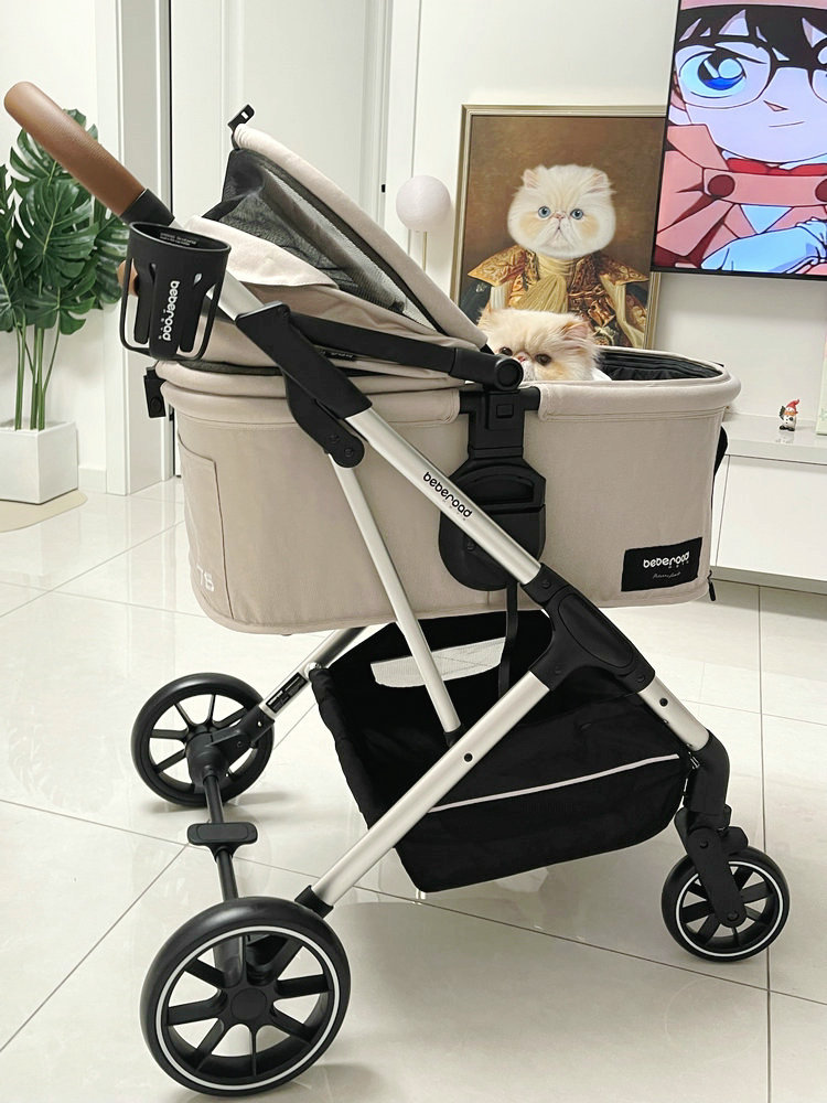 Beberoad T6中型宠物推车轻型可折叠狗推猫和狗郊游车袋可拆卸