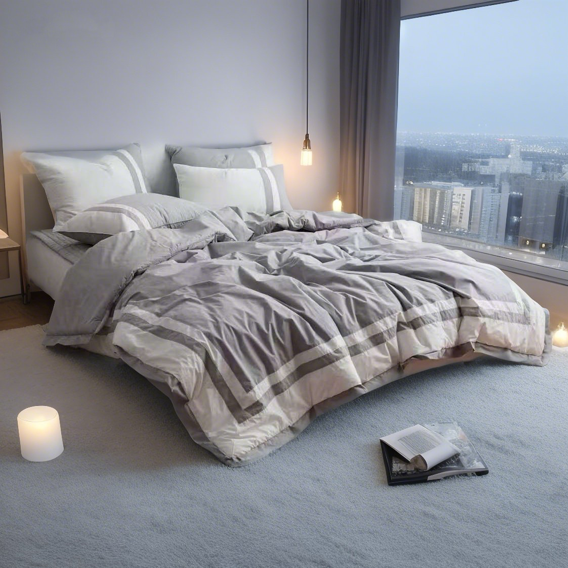 46号韩国进口四季被高端棉高密度高级酒店同款四件套可机洗免被罩