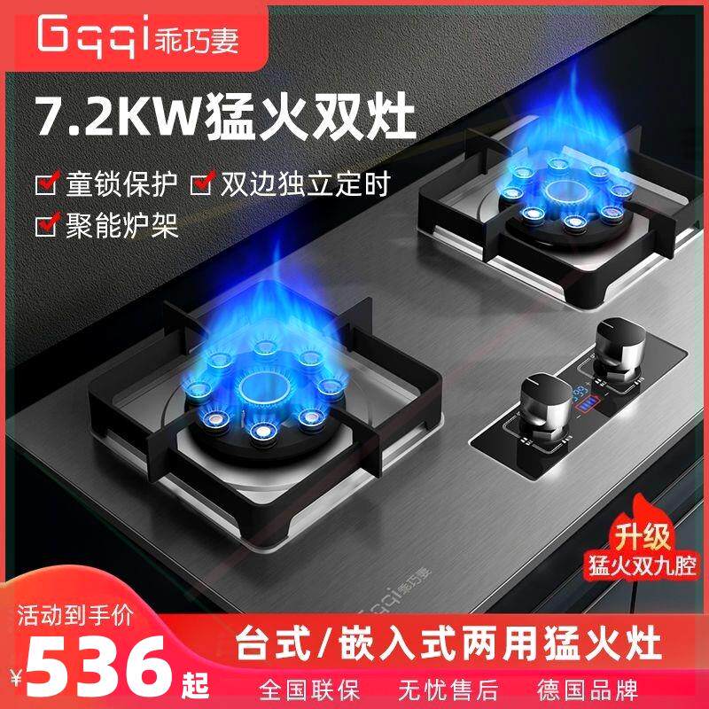 德国正品燃气灶家用双灶煤气炉天燃气液化气台嵌两用定时猛火灶具