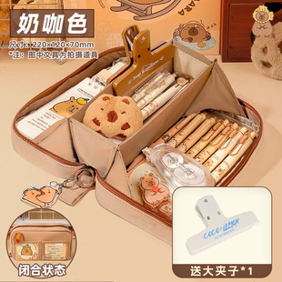 初中生笔袋女生高颜值韩系通用新款便携手提笔袋小学生超大英伦