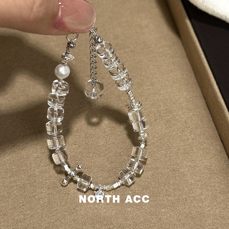 NORTHACC新中式复古直切天然白水晶手链小众设计高级感轻奢手串