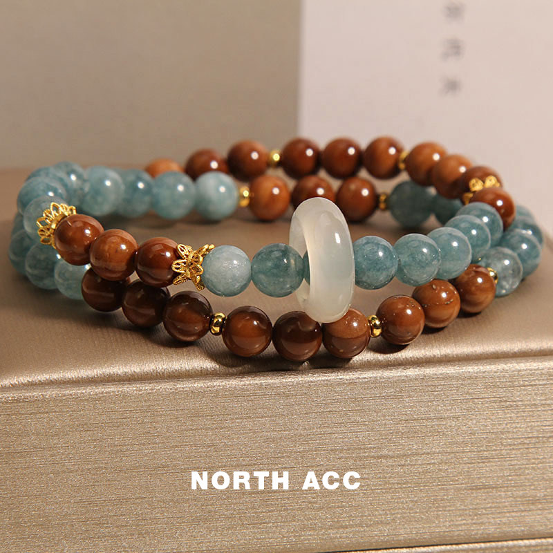 NORTHACC新中式手串轻奢小众精致复古蓝水翡翠玉髓手串双圈女手链