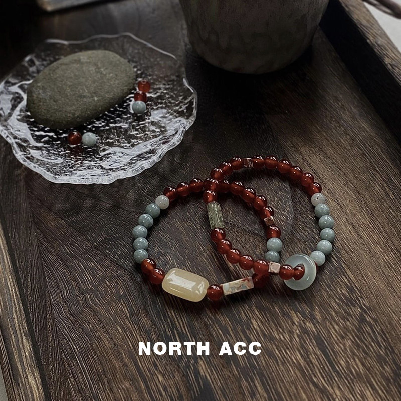 NORTHACC新中式风简约寿山石手串复古小众设计高级感夏季手链