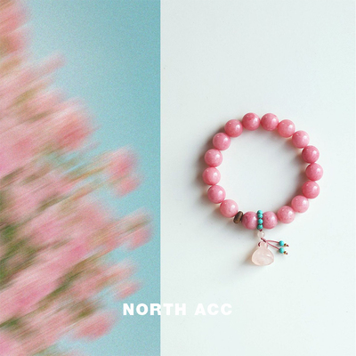 NORTHACC新中式复古天然水晶手串女红纹粉玉髓粉水晶莲蓬转运手链