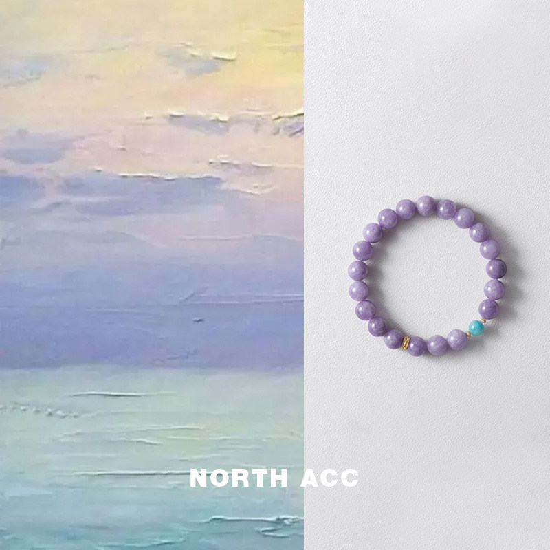 NORTHACC新中式复古紫玉髓天然水晶海蓝宝手链小众设计高级感手串