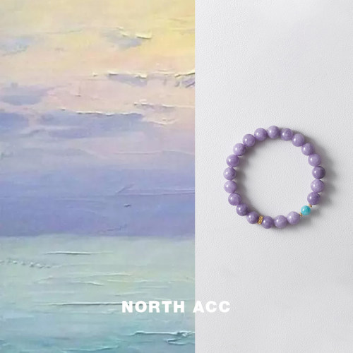 NORTHACC新中式复古紫玉髓天然水晶海蓝宝手链小众设计高级感手串