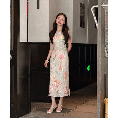 【生如夏花】小娜椒小个子气质时尚名媛设计重工刺绣收腰连衣裙女