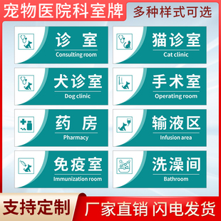 宠物医院诊所门牌科室牌动物诊所医院科室牌猫狗犬诊室寄养室诊疗室化验室美容室标识牌墙贴标志牌定制定做