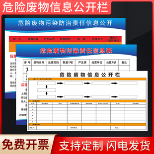危险废物信息公开栏周知卡告示牌易燃有毒有害腐蚀性危废警示标识牌危废污染责任信息告知标示提示板牌定制
