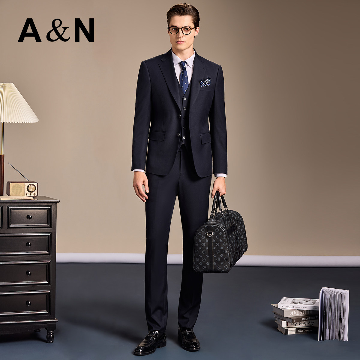 【高支精纺三件套】AntonNeal男西服结婚礼服套装商务套西秋马甲
