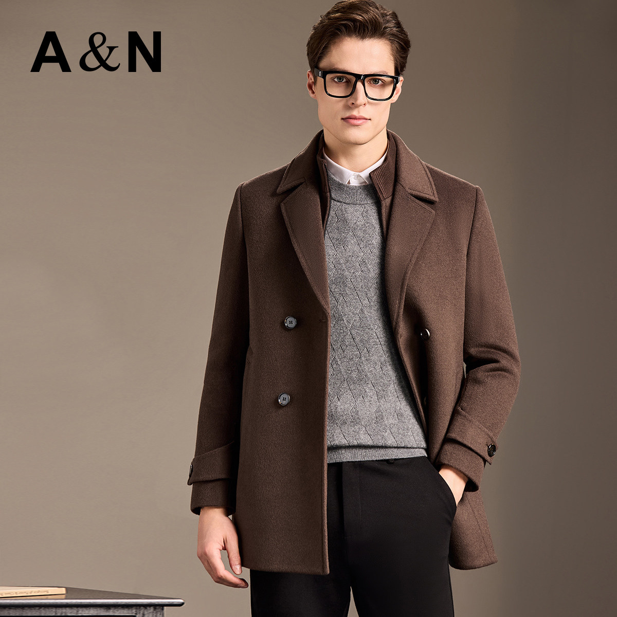 【羽绒内胆可拆】AntonNeal双保暖高端羊毛大衣男中长厚毛呢外套