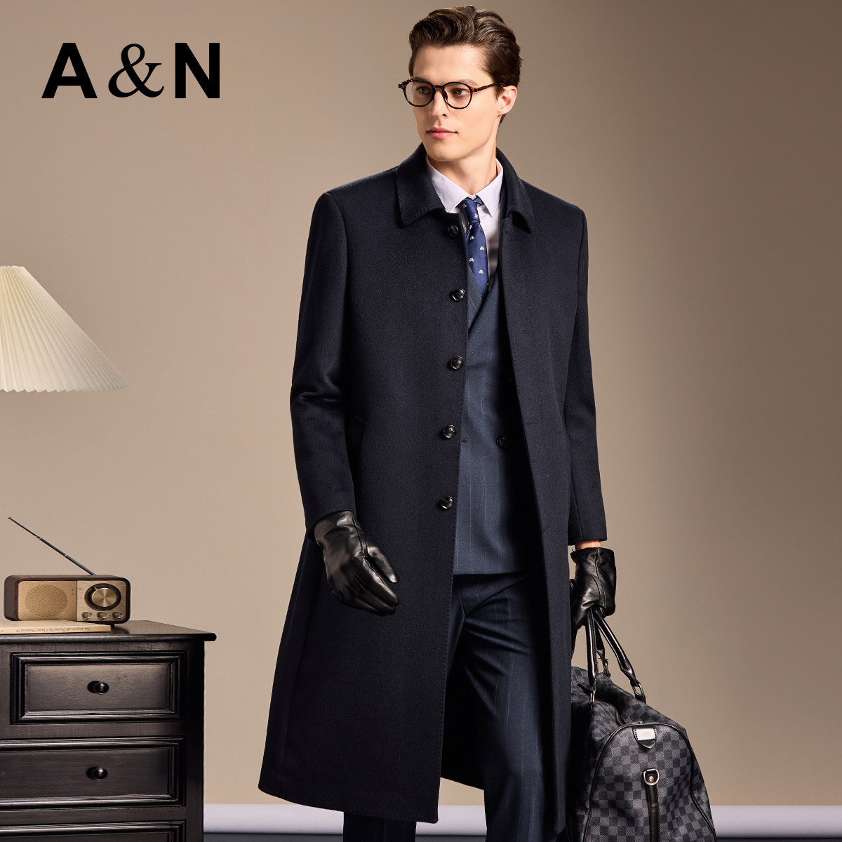【轻奢商务&100%绵羊毛】AntonNeal长款过膝羊毛大衣男高端呢大衣