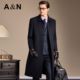 AntonNeal长款 轻奢商务&100%绵羊毛 过膝羊毛大衣男高端呢大衣