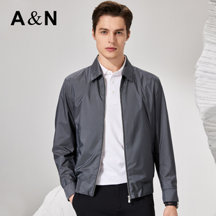 【简约轻奢系列】秋季质感光泽时尚夹克男翻领商务休闲薄款外套