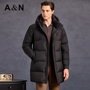 【高蓬松90羽绒】AntonNeal冬季重磅加厚连帽羽绒服男中长款外套