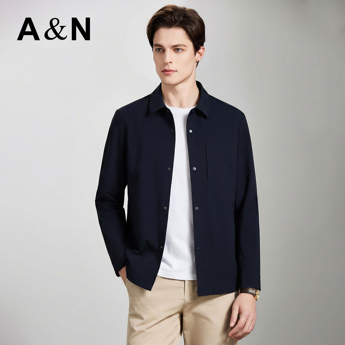 【经典雅致】AntonNeal简约商务翻领夹克男挺括有型春季外套短款