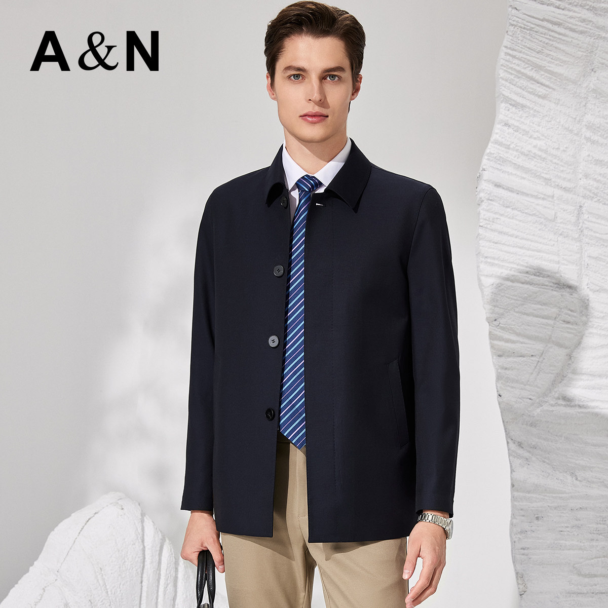 【高支精纺羊毛】AntonNeal秋季轻奢行政夹克商务休闲男风衣外套,男装,毛呢大衣,淘宝优惠券,粉丝福利购,淘宝优惠卷