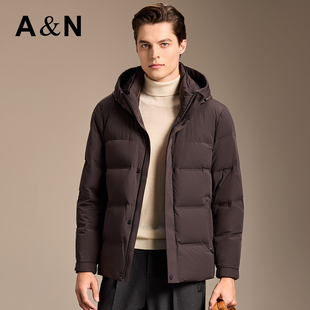 【三防 加厚蓬松】AntonNeal轻盈保暖连帽羽绒服男休闲面包服外套