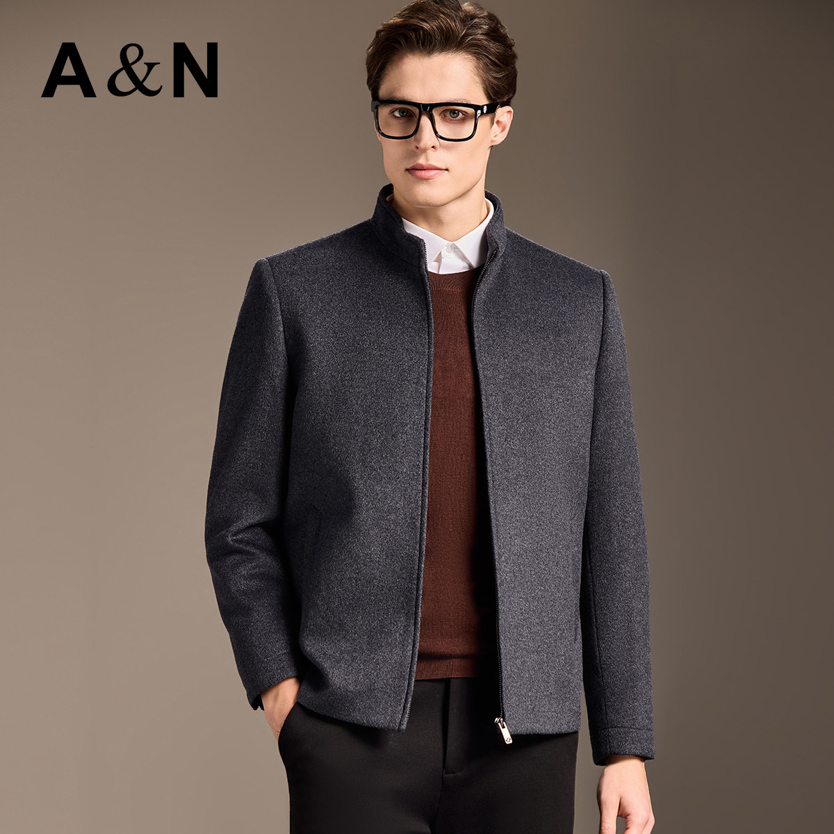 【桑蚕丝&山羊绒&绵羊毛】AntonNeal秋冬立领夹克男挺括开衫外套