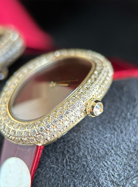 浴缸女士手表mini白金满钻高品质美洲鳄鱼皮石英表