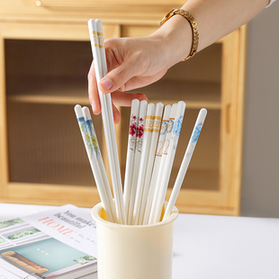 2024新款陶瓷骨瓷筷子家用象本防霉抗菌高档家用白瓷一人一筷子