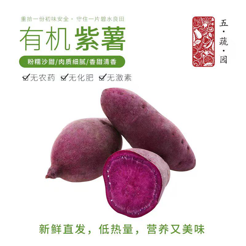 有机紫薯5斤 有机认证无农残 红薯地瓜香甜软糯蒸烤美味辅食