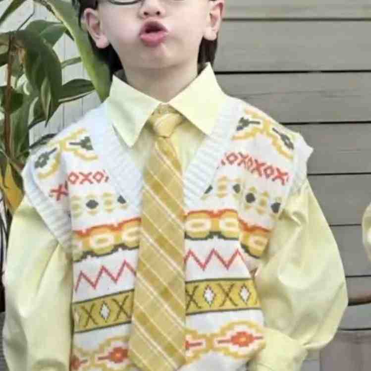男童美式复古衬衫多巴胺两件套