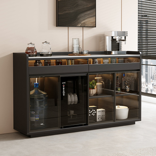 轻奢岩板餐边柜带烧水壶客厅咖啡茶水柜生态板厨房碗柜消毒储物柜