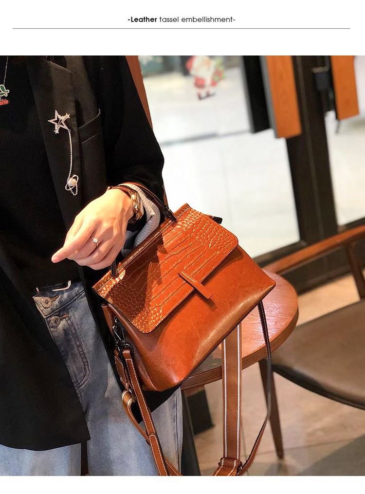 真皮高级斜挎包包女2025新款夏季时尚小众鳄鱼纹大容量单肩手提包