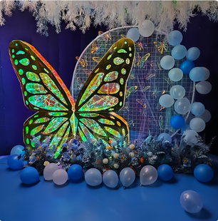 春季天巨大型发光幻彩蝴蝶婚礼庆舞台道具网红美陈装饰场景区布置