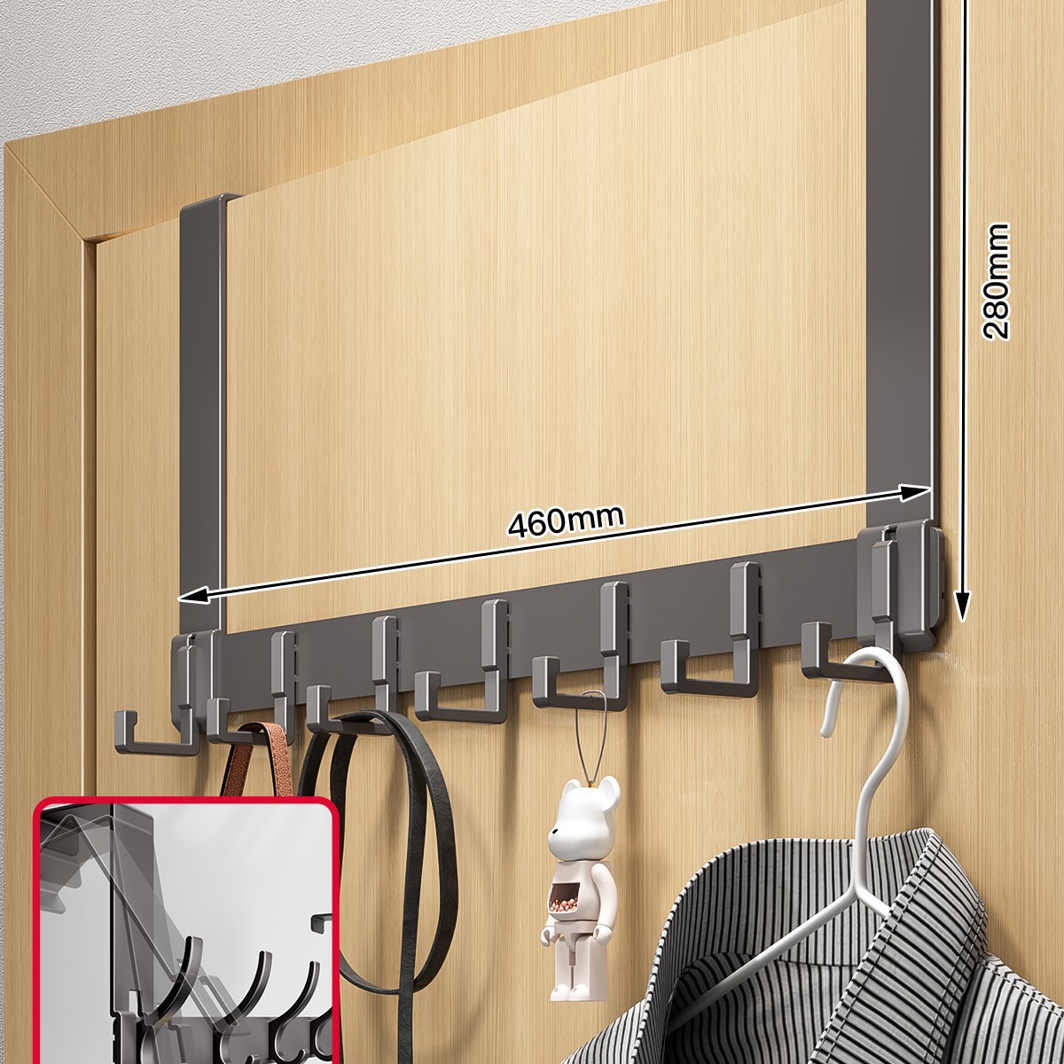 门后多功能挂钩排钩挂衣架多层