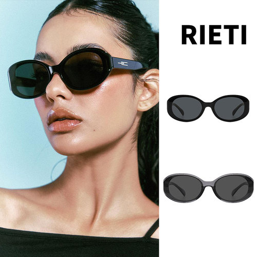 RIETI 莉爱缇 RUNA墨镜复古椭圆形太阳眼镜2026瓜子脸黑色 RT4040