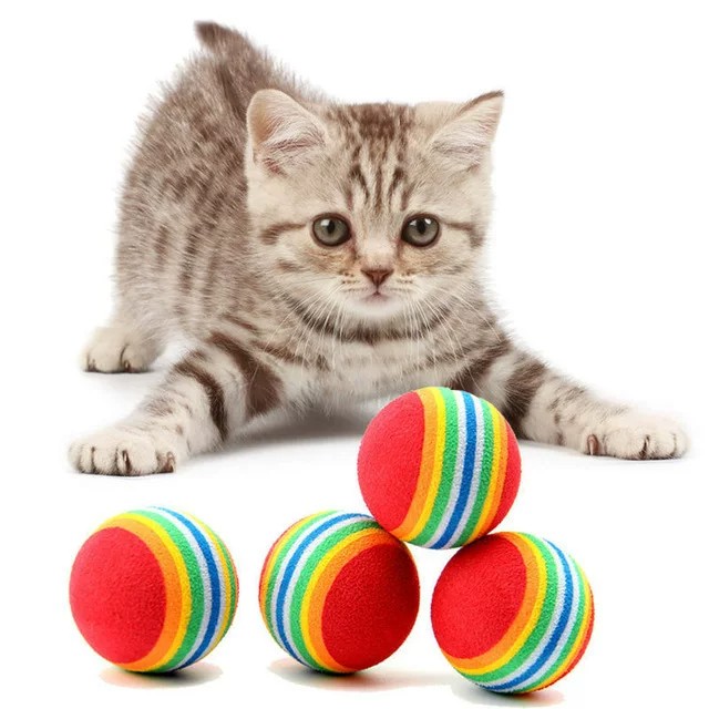 彩色条纹橡胶彩虹球猫咪玩具互动磨牙宠物球形玩具宠物玩具耐啃咬