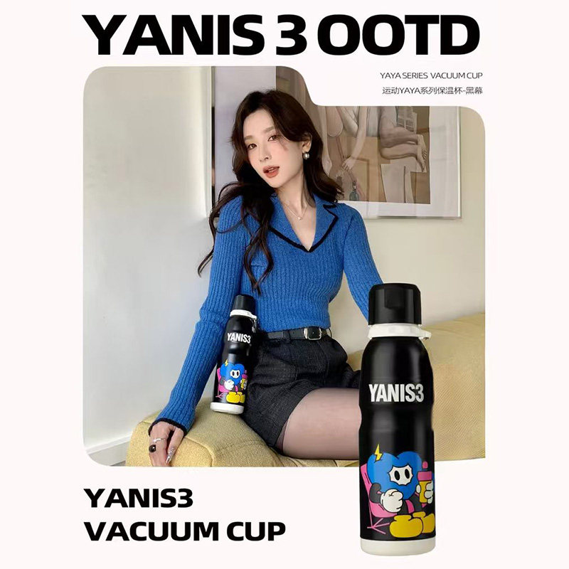 运动水壶y3杯具熊水杯保温杯户外便携不锈钢小学生保冷大容量杯子