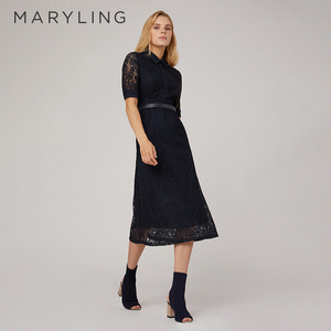 MARYLING玛俪琳奥莱outlets时尚小A字衬衫裙蕾丝连衣裙A1CAW61420