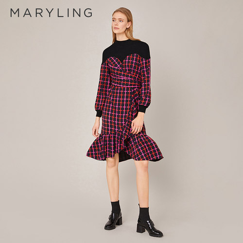 MARYLING鱼尾裙针梭连衣裙