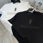 短袖 夏季 轻奢男士 t恤高端欧货精品冰丝凉感字母烫钻圆领白色体恤