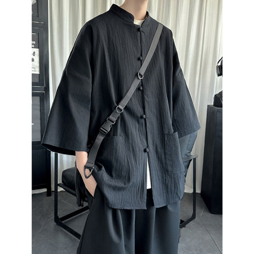 男装新中式国潮短袖衬衫男宽松