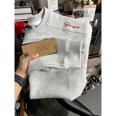 无帽美式蜂窝红标刺绣卫衣男款