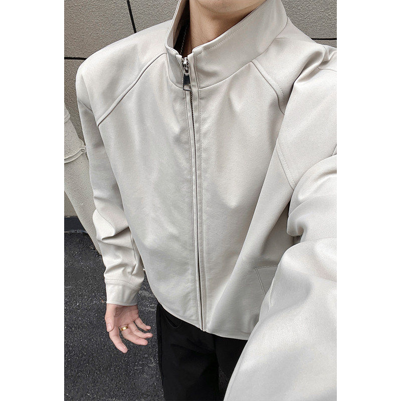 cleanfit美式立领飞行夹克男士秋季高级感痞帅垫肩外套短款棒球服