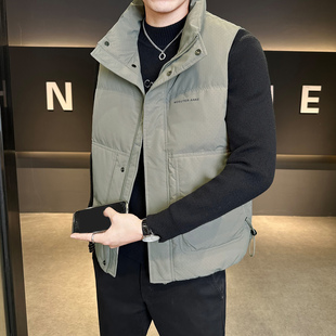 高级感潮牌立领羽绒马甲外套男士秋冬新款潮流工装轻奢风马夹外套