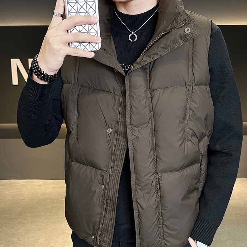 纯色简约帅气保暖无袖羽绒背心男