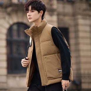 ins工装风港风羽绒马甲男冬季新款立领加厚保暖背心痞帅外穿坎肩