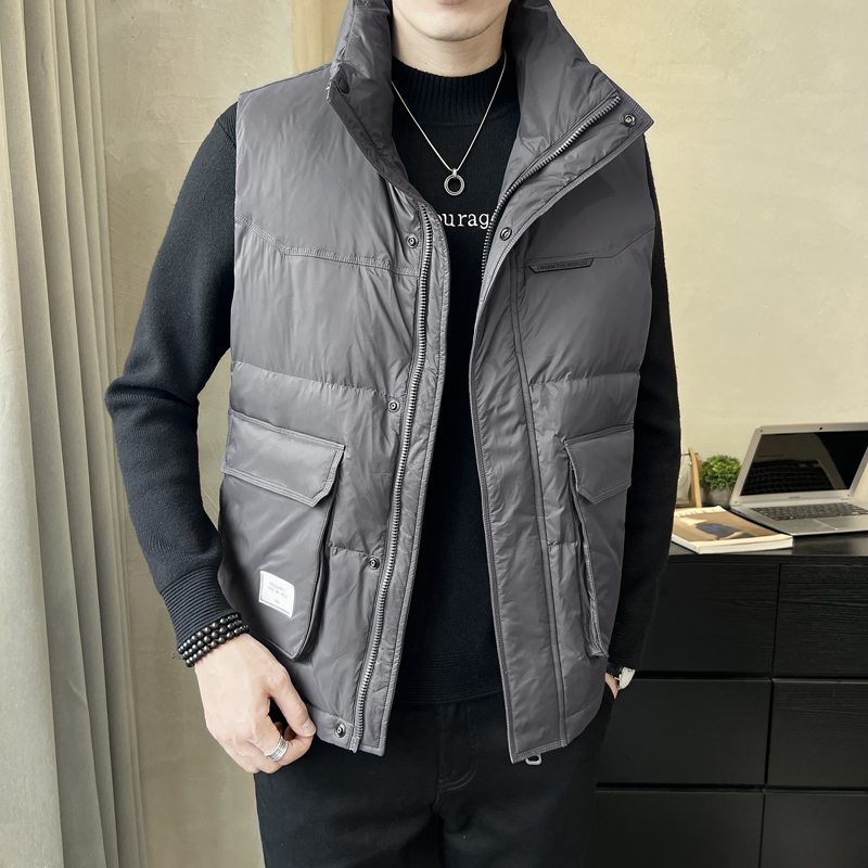 口袋工装羽绒马甲男士立领秋冬季