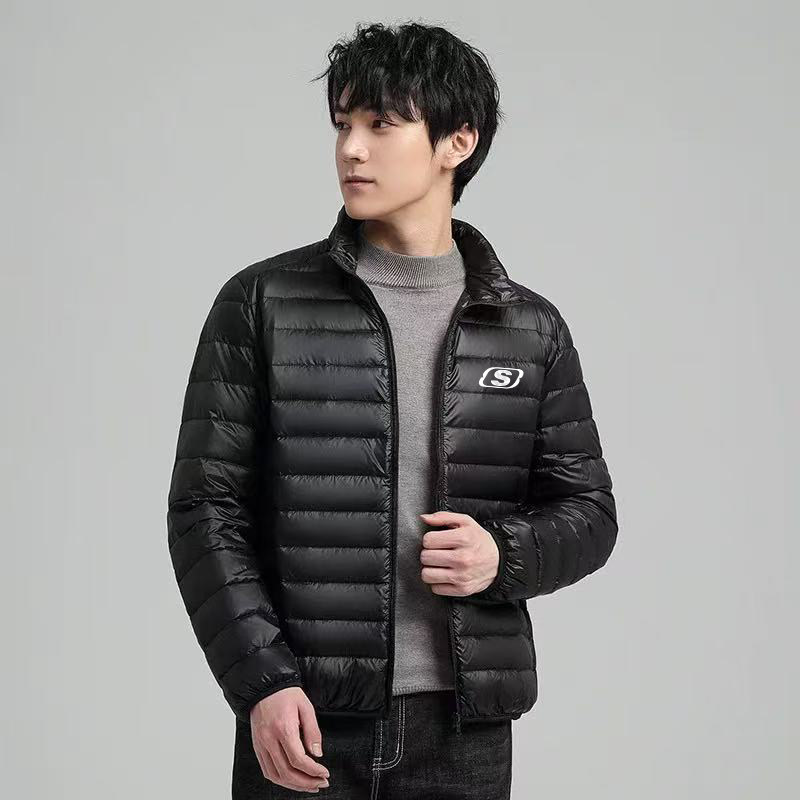 新款2025轻薄鹅绒羽绒服男连帽立领防风防水防污经典情侣保暖外套